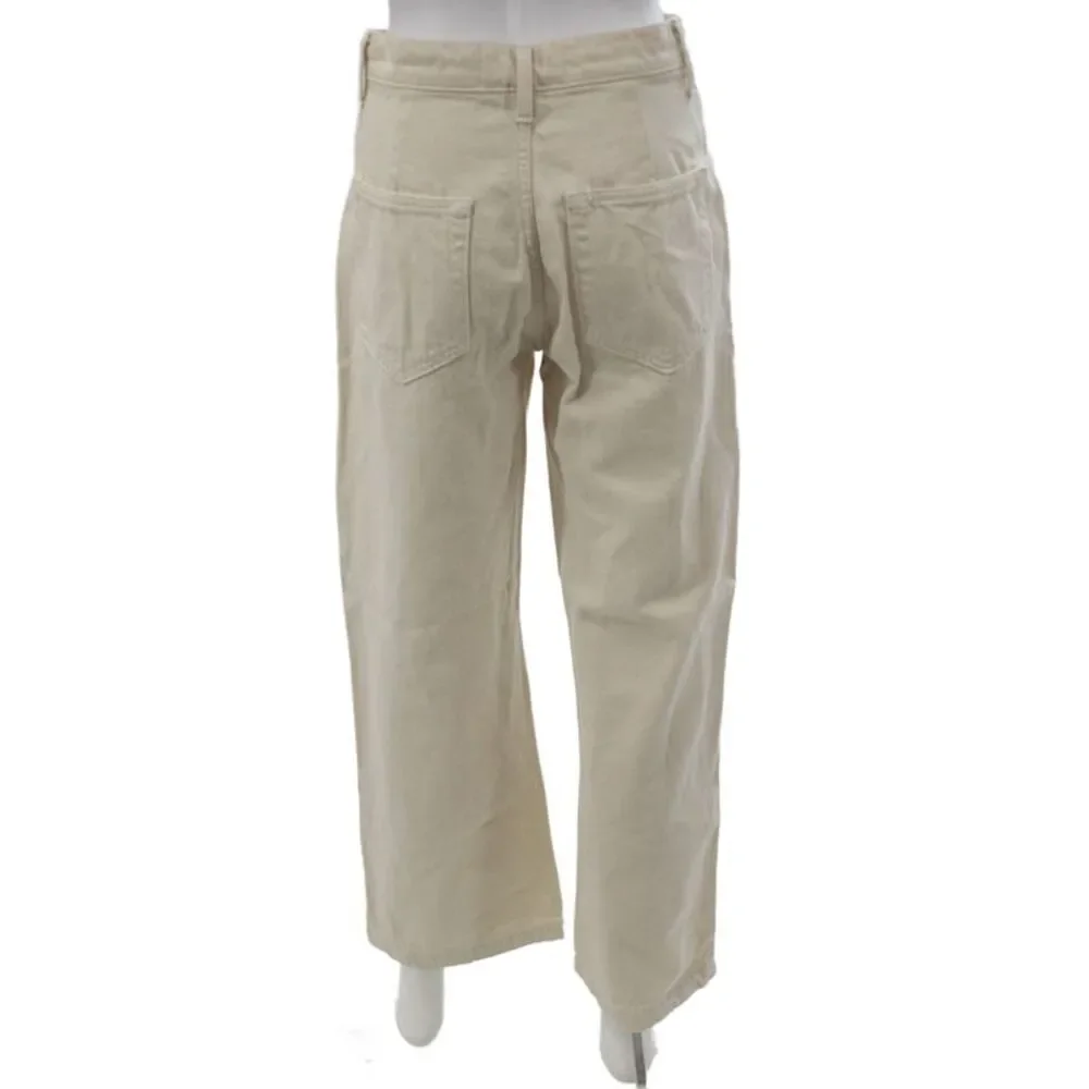 Road To Nowhere Unisex Cropped Cargo Pants Beige Cotton Size 2